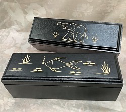 Hand carved Mango wood boxes @ 3'' x 8''  While the supply lasts