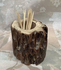 WTH -1 Wooden tooth pick holder - Made from old  hard to find water wood.  Close out pricing while the supply lasts