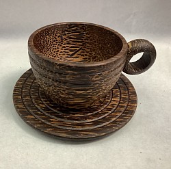 PCS - 2 Palmwood coffee cup and tray set