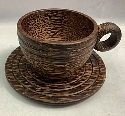 PCS - 2 Palmwood coffee cup and tray set