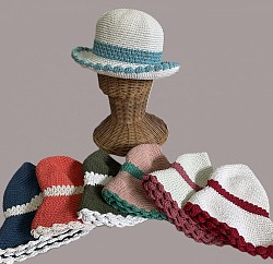Item #  NH-6 - 60 Thb    cotton crochet hat - with band.  sold in mixed colors - the  closeout price is limited to stock on hand