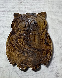 Item # MWT- O  Monkey wood owl Tray @ 16cm x 23cm in size. The painted style in the Photo is our Brown/ Black