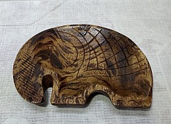 Item # MWT- E 1  Monkey wood  Elephant Tray @ 21cm x 15cm in size. The painted style in the Photo is our Brown/ Black