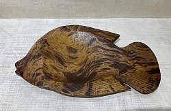 Item # MWT- F  Monkey wood  Fish Tray @ 18cm x 27.5cm in size. The painted style in the Photo is our Brown/ Black