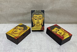 Item # TB-4 B - Hand painted wooden tooth pick box -  @ 6cm x 3cm x 9cm Size, Colors, sizing and Paint styles will  vary some.