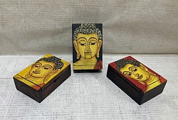 Item # TB-5 P - Hand painted wooden tooth pick box -  @ 6cm x 3cm x 9cm Size, Colors, sizing and Paint styles will  vary some.