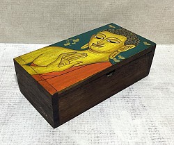 Item # TB-17 P  Hand painted boxes  @ 10cm x 6.5cm x 19.5cm in size. Wooden square edge business card box. The sizing, box coloring and Paint style will vary some unless special ordered.