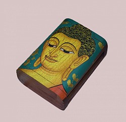 Item # TB-7  P  Hand painted Business card box. @ 7cm x 3.5cm x 11cm.  The box sizing, style and color of the Paint  will vary some.