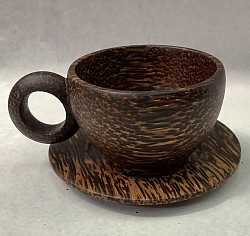 Item # PCS-3 B  Plain style palm wood coffee cup