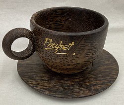 Item # PCC-1B  Thick rim palm wood coffee cup - Large size  @ 6 cm x 9 cm)   The color and texture of the wood can vary some.