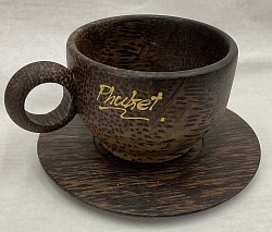 Item # PCC-1B  Thick rim palm wood coffee cup - Large size  @ 6 cm x 9 cm)   The color and texture of the wood can vary some.