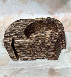Item #  PAT-2   palmwood ash tray - Elephant trunk down style. @     cm x    cm    * please note these are handmade and will Vary some.