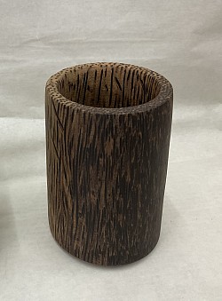 Item # PWC-10  Palmwood cup @ 7cm x 10cm in size. The sizing, Color and texture of the wood can vary some.