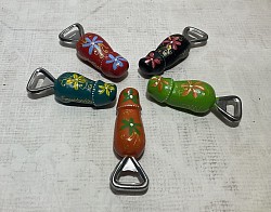 Item # BOP-3  Hand Painted wooden bottle opener - 3'' size. Made with a good quality steel bottle opener . Can be ordered with or with out your location Logo.