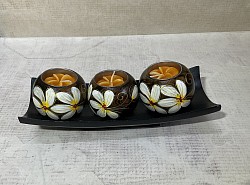 Item # MTS-3 P (  3 candle - Painted flower style ) these can be ordered mixed or ordered in the colors and carving styles that you want( Min Qty apply )